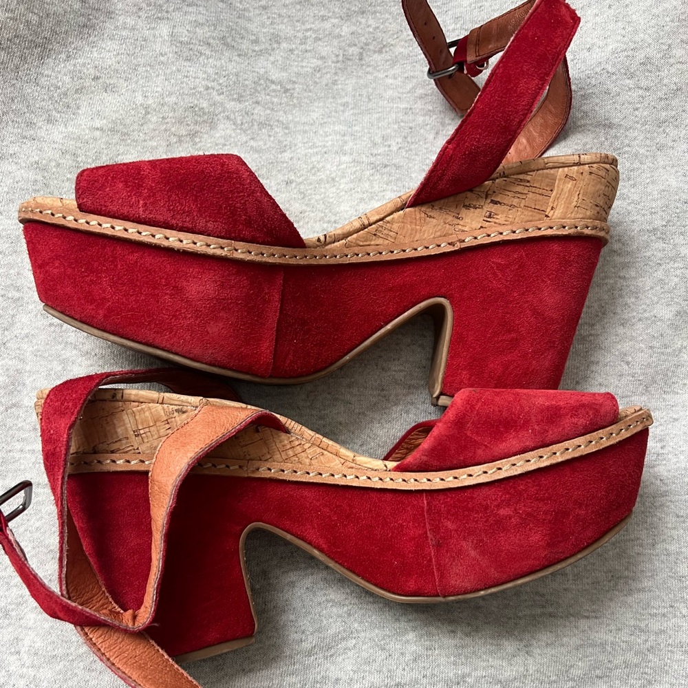 Size 8 red suede platform Leifnotes heels from Anthropologie
